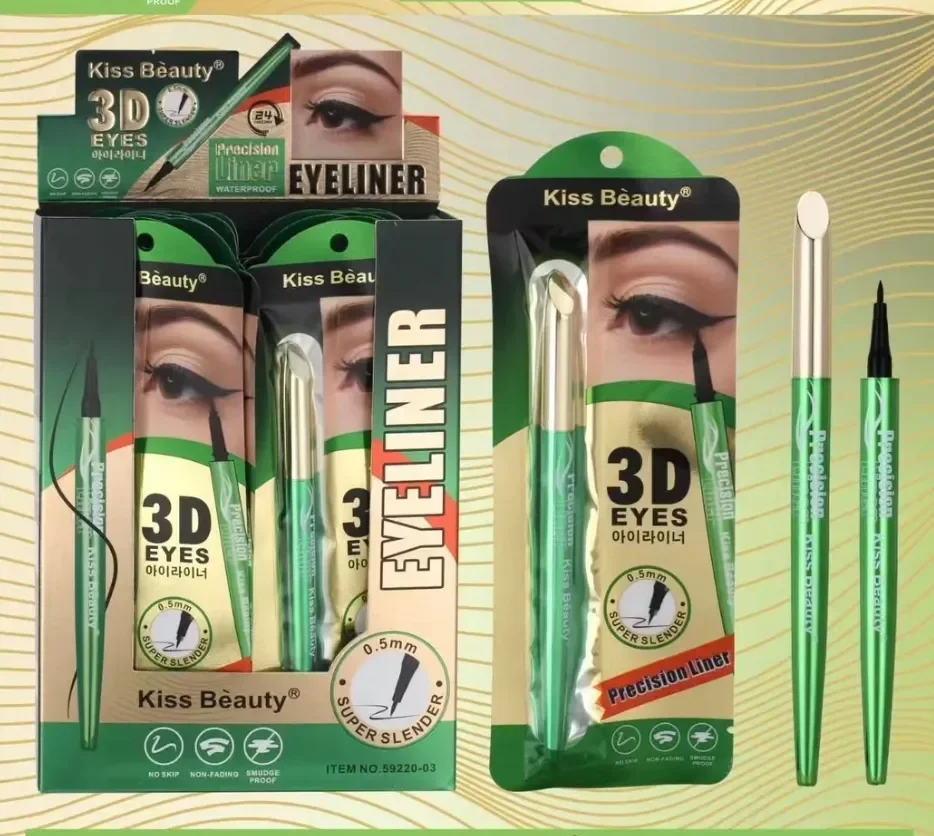 59220-03 อายไลเนอร์ 3D kiss beauty หัวเล็ก 0.5mm เส้นคม เขียนง่าย สีดำ ชัด กันน้ำ ติดทนนาน 24 ชม 1g